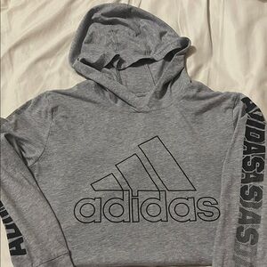 Adidas Gray Logo Boys Hooded Long Sleeve Size M